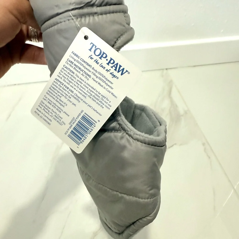 Top Paw Gray‎ Quilted Dog Jacket XXS